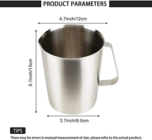 Stainless Steel Measuring Cup Pitcher with Marking with Handle for Milk Froth Latte Art