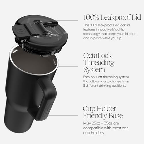 Müv 25oz 100% Leak Proof Insulated Coffee Mug with Handle & Lid