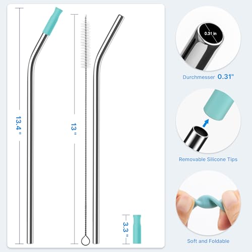 2 Pcs Stainless Steel Straw with Silicone Tips for 40 oz Stanley Tumbler