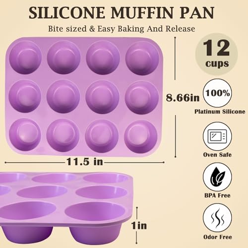 12 Cups Silicone Mini Muffin Pan Set (2 Count)