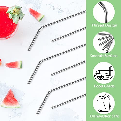 6 Pcs Reusable Stainless Steel Metal Straws & Cleaning Brush (6 Count)