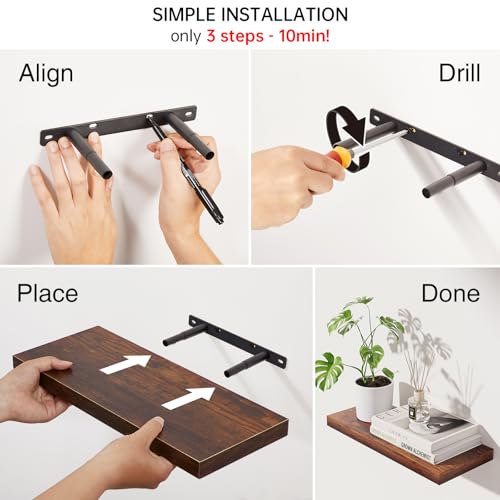 Rustic Brown Bathroom Floating Shelves