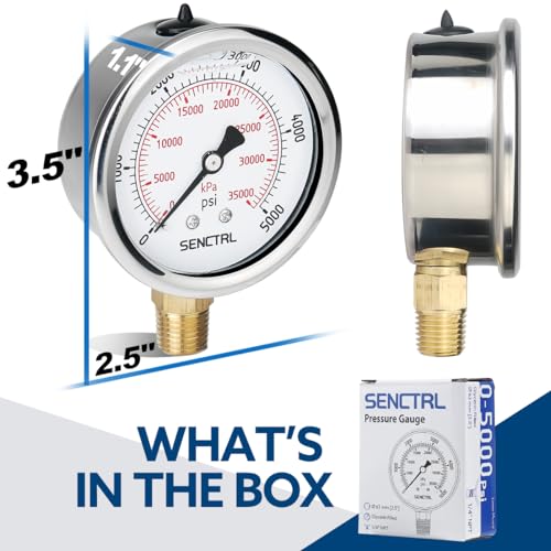 5000 Psi Glycerin Liquid Filled Hydraulic High Pressure Gauge