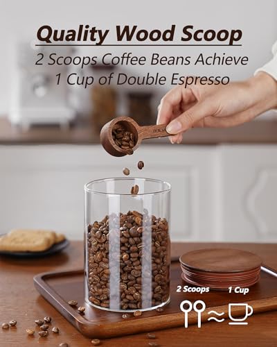 27oz Coffee Canister with Scoop and Wooden Lids