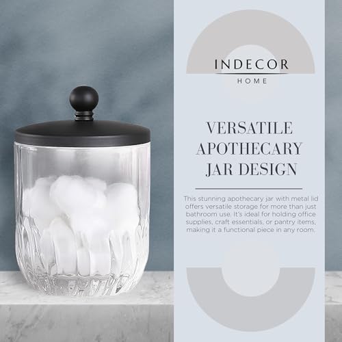 Glass Jar with Metal Lid for Bathroom Organization