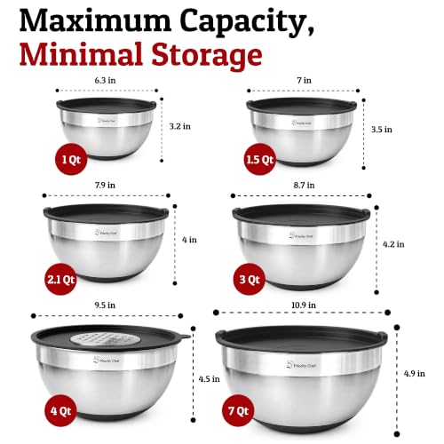 6pc Stainless Steel Mixing Bowls with Lids Set (6 Count)