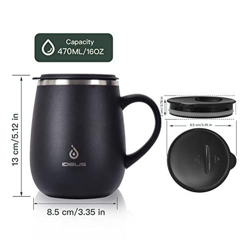 16 oz Insulated Coffee Mug with Handle and Lid