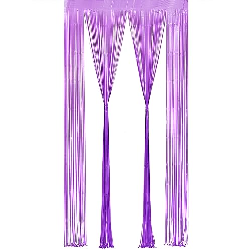 Purple Streamers Party Backdrop Pastel Fringe Curtains (2 Count)