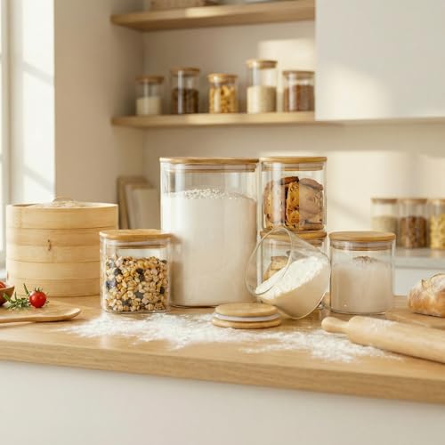 168oz & 84oz Large Glass Storage Containers with Lids for Pantry Storage (2 Count)