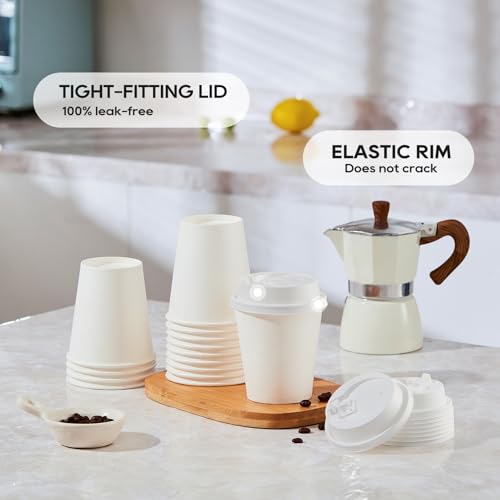 100 Pack 10 oz Disposable Paper Coffee Cups with Lids (100 Count)
