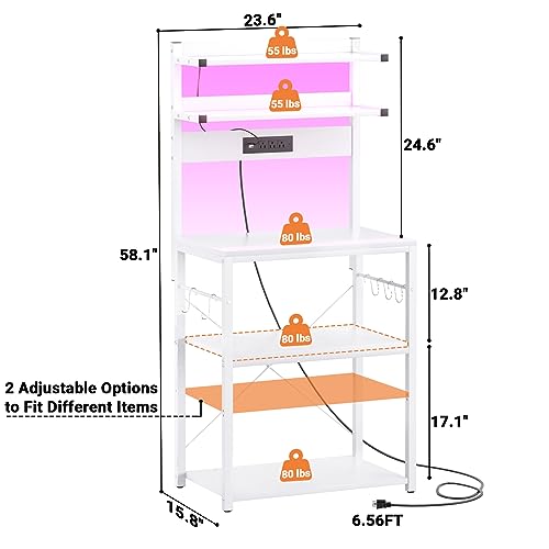 Bakers Rack with Power Outlet & RGB LED (11 Count)