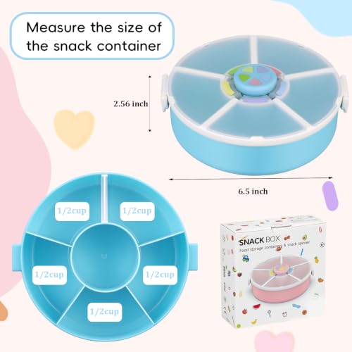 Kids Reusable Rotating Snack Container with 5 Separate Compartments
