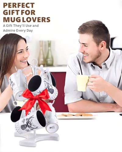 2 Tier White Coffee Mug Holder for Countertop