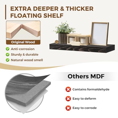 Solid Wood Floating Shelves (2 Count)
