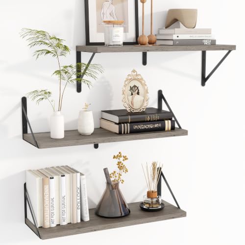 Floating Book Shelves for Wall (3 Count)