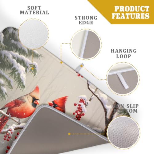 Winter Red Cardinal Bird Dish Drying Mat for Kitchen Counter