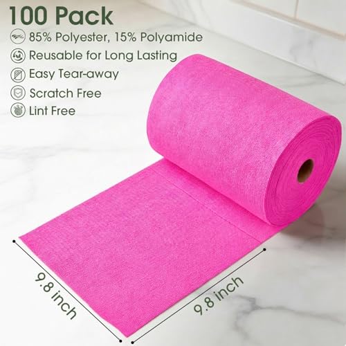 Microfiber Cleaning Cloth Roll (100 Count)