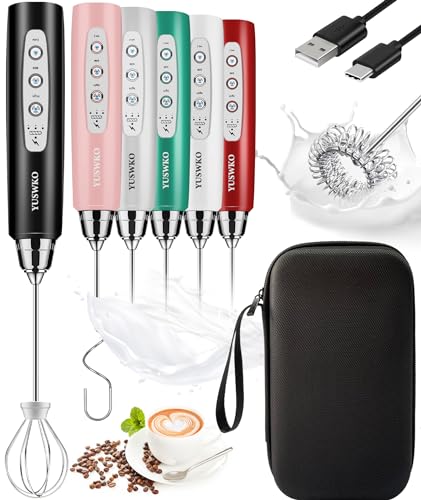 Black Rechargeable Milk Frother Handheld Frother Wand Drink Mixer for Coffee