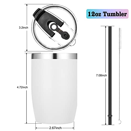 Stainless Steel 12 oz Tumblers bulk Vacuum Insulated Double Wall Travel Tumbler with Lid and Straw Reusable Tumbler (6 Count)