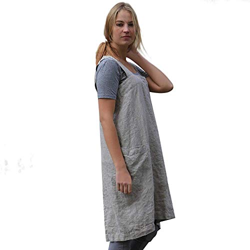 Women’s Pinafore Square Apron Baking Cooking Gardening Works Cross Back Cotton