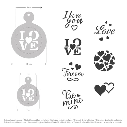 Coffee Stencils and Cookies Decoration 14Pcs 2.8”x2.8” and 4.3”x4.3”