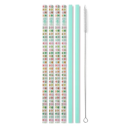 Pack of 6 Reusable Plastic Straws with Cleaning Brush (6 Count)