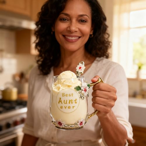 Best Aunt Ever Printed Flower Tea Glass