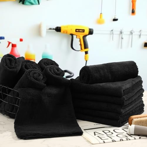 30 Pcs 16 x 16 Inch Edgeless Microfiber Plush Towels for Cars Detailing Drying Wash Polishing Absorbent Cleaning Cloths