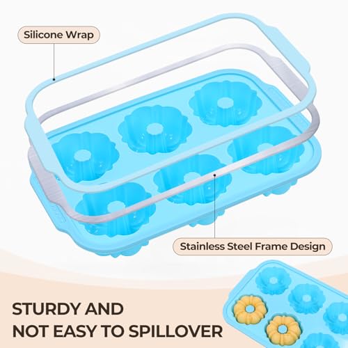 Mini Fluted Tube Cake Pans for Baking with Metal Reinforced Frame (2 Count)