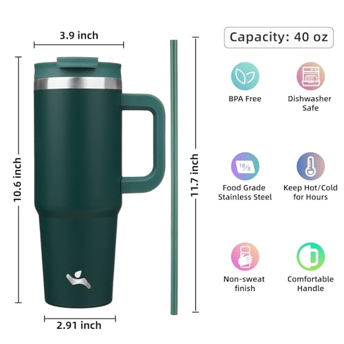 40 oz Insulated Tumbler Water Bottle with Handle