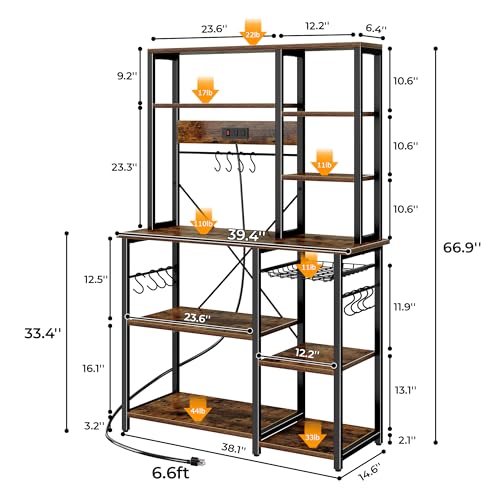 Large Bakers Rack with Power Outlets