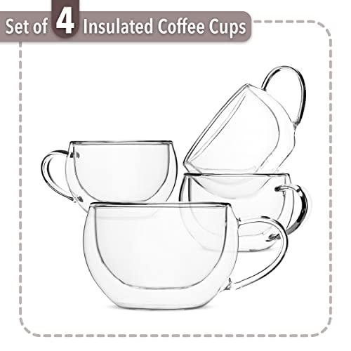 BTaT Double Walled Glass Coffee Mugs (4 Count)