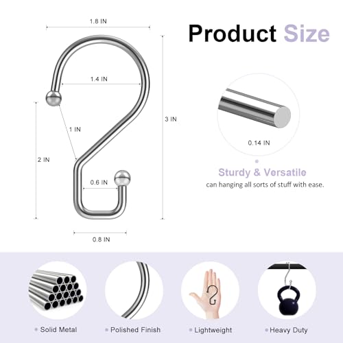 S Hooks 3 Inch Small Metal S Hanging Hooks (12 Count)