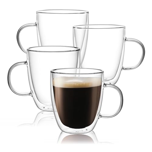 Large Glass Coffee Mugs 17oz (4 Count)