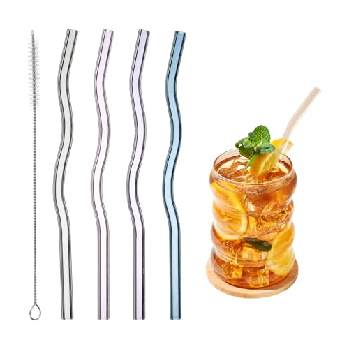 4 Pcs Reusable Glass Drinking Straws (4 Count)