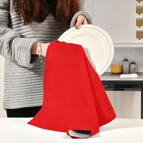 Kitchen Towels Cotton Solid Dish Cloths Kitchen Hand Towel Reusuable Dish Towel for Cleaning Tea Towels Set with Hanging Loop (6 Count)