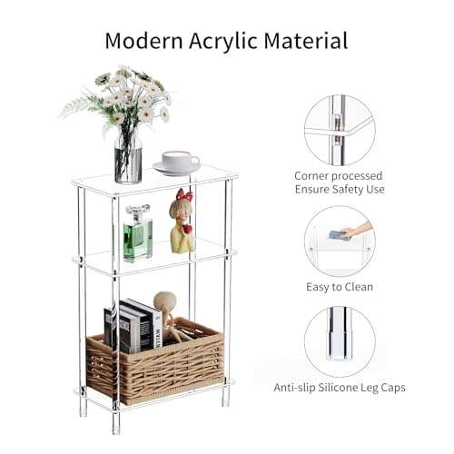 Clear Acrylic Narrow Side Table Set of 2 for Small Spaces (2 Count)