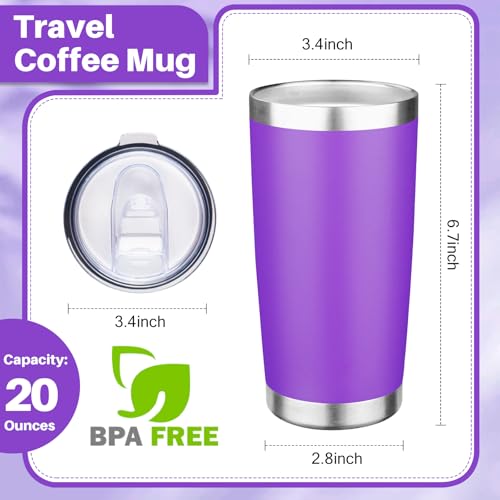 20oz Tumbler with Lid Double Wall Vacuum Insulated Travel Coffee Mug Stainless Steel Thermal Cup Powder Coated Sturdy Coffee Tumbler Bulk for Hot and Cold Beverages (4 Count)