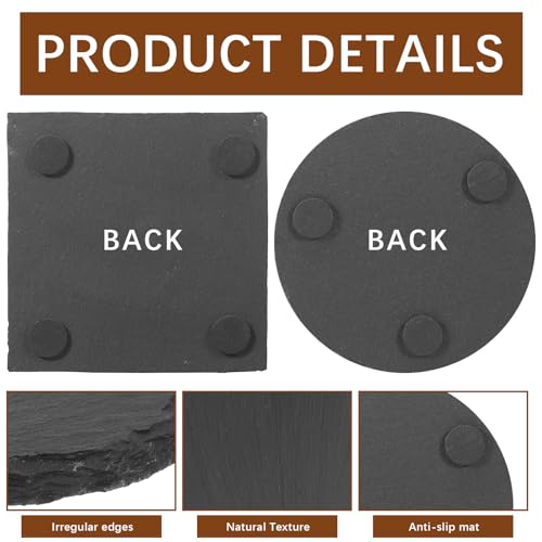 72pcs Slate Coasters Black 4 Inch Bulk Blank Rock Coasters Blank Laser Engraving (72 Count)