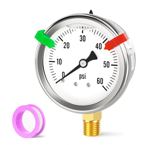 0 60PSI Stainless Steel Liquid Filled Pressure Gauge