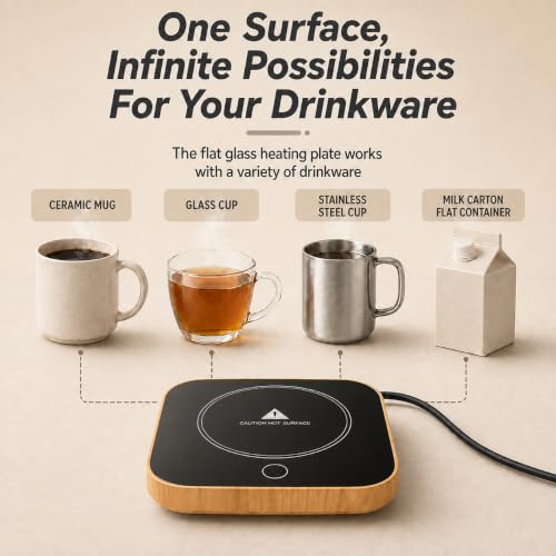 Coffee Mug Warmer Waterproof Smart Cup Warmer with 3 Temperature Setting for Warming & Heating Coffee