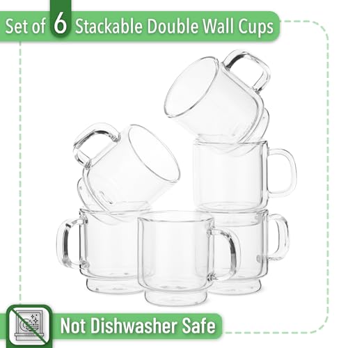 BTaT Double Walled Stackable Espresso Cups (6 Count)