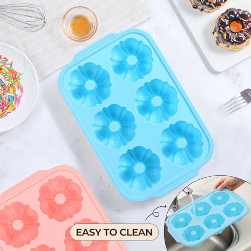 Mini Fluted Tube Cake Pans for Baking with Metal Reinforced Frame (2 Count)
