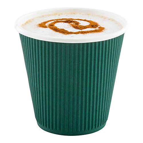 Ripple Wall Coffee Cups 500 Count 8 Ounce Insulated Forest Green Paper Cups