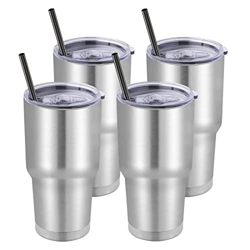 30 oz Tumbler with Lid and Straw (4 Count)