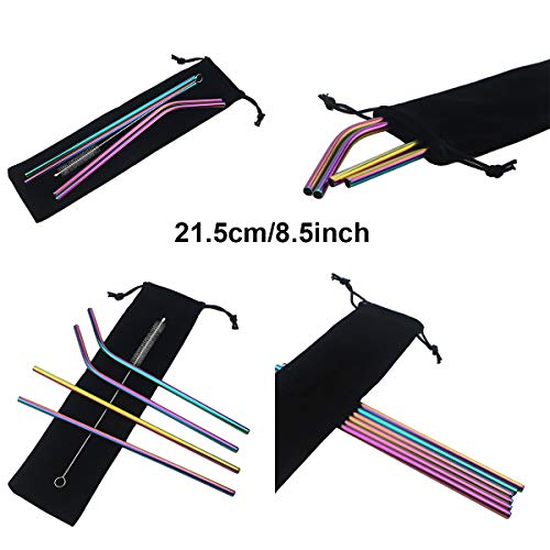 Metal Straws Stainless Steel Straws 8.5" Drinking Straws Reusable 4 Set