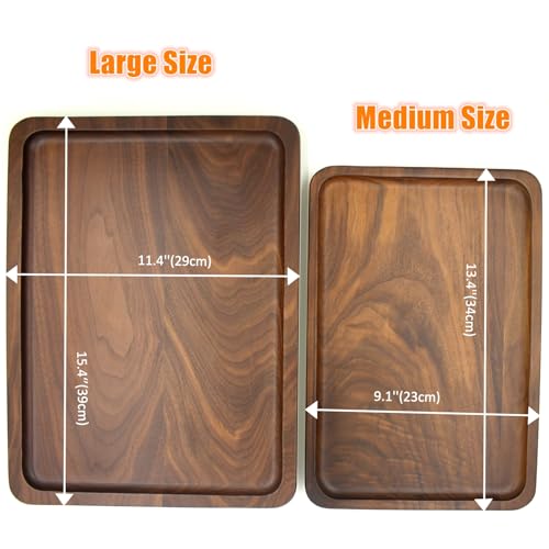 Wood Serving Tray Wooden Decorative Coffee Tea Platter Black Walnut 15.3 x 11.4 Inches
