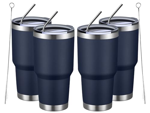 30oz Insulated Tumbler With Lids and Straws (4 Count)
