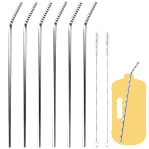 6 Pack Ultra Long Bent Metal Straws (6 Count)