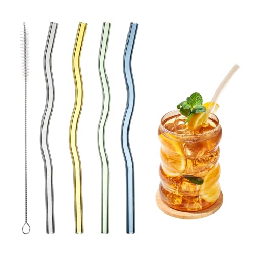 4 Pcs Reusable Glass Drinking Straws (4 Count)
